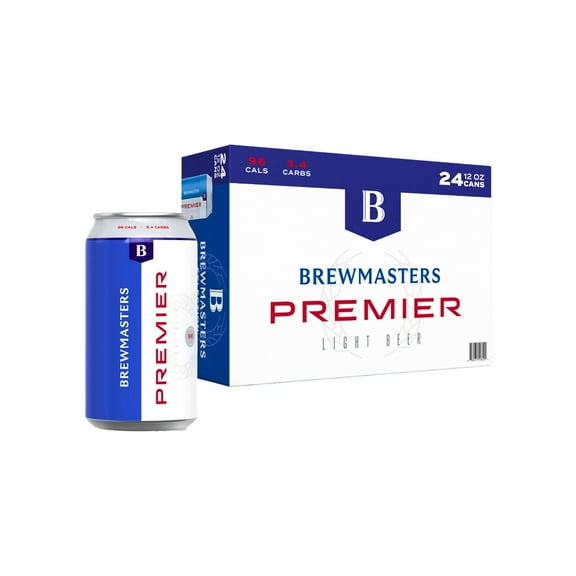 Brewmasters Premier Light American Lager Beer, 24 Pack, 12 fl oz Aluminum Cans, 4.2% ABV