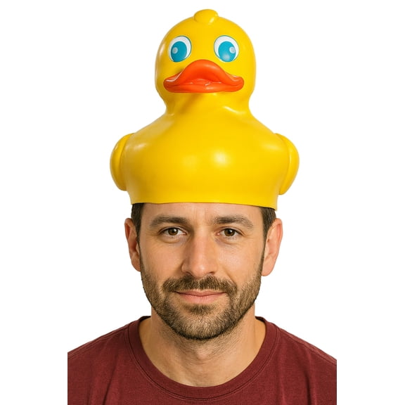 Classic Yellow Rubber Duck Costume Hat Halloween Accessory Adult Duck Head Design 21-Inch Size