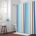 thumbnail image 6 of Ombre Blue Beige Stripes Shower Curtain for Bathroom Decor, Minimalist Abstract Vertical Striped Waterproof Fabric Shower Curtain, 72"x84" Set with 12 Hooks, 6 of 9