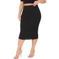 thumbnail image 4 of Agnes Orinda Women's Plus Size Pencil Skirts Stretch High Waist Textured Business Casual Below Knee Bodycon Skirt 1X Black, 4 of 6