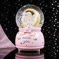 thumbnail image 6 of LED Light-Up Angel Moon Snow Globe Music Box, Pink "Miss You" Glitter Snow Globe with Automatic Snowfall, Musical Keepsake Gift for Girls, Christmas, Birthday, Valentine's Day and Home Decor, 6 of 7