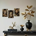 thumbnail image 4 of Hieng Jungle Animal Wall Art 3 Pieces Tiger Lion Leopard Pictures Black and Gold Palm Leaf Canvas Prints Wildlife Paintings African Theme Artwork for Home Decor Unframed, 4 of 6