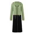 thumbnail image 4 of Long Hoodies for Women Full Zip Up Fleece Drawstring Long Sleeve Jackets Fall Winter Casual Loose Sweatshirts with Pockets Z004-Army Green 5XL, 4 of 5