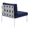 thumbnail image 3 of Modway Harmony Modern Fabric & Metal Outdoor Patio Armless Chair in Navy/White, 3 of 6