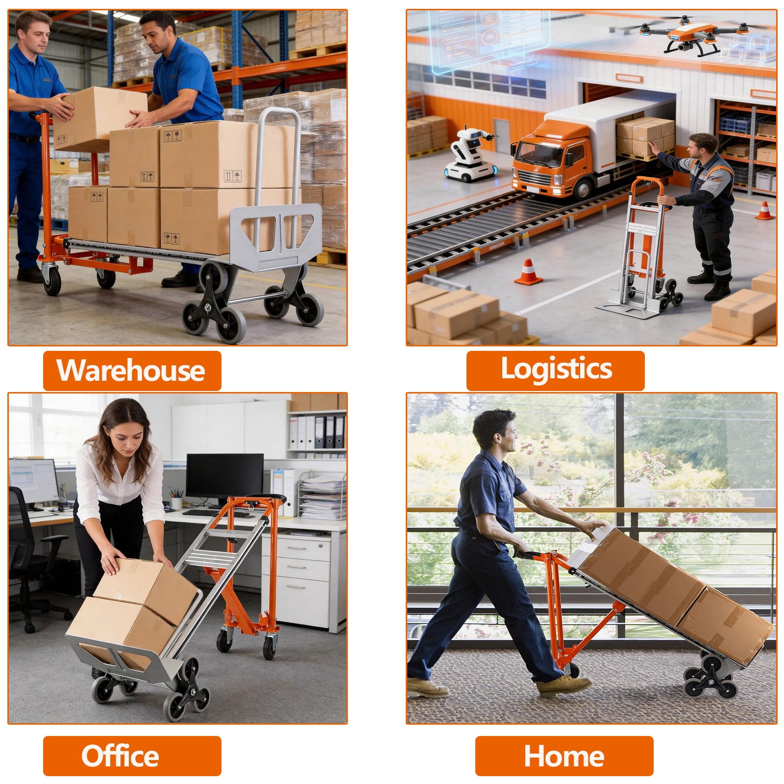 Yonopro  4 in 1 Convertible Stair Climbing Cart 1000 LBS Capacity, Heavy Duty Aluminum Hand Truck Dolly Cart with Climbing Wheel, Folding Stair Climbing Cart Trolley for Warehouse Logistics Moving
