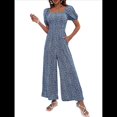 thumbnail image 3 of Mono de Verano 2025 para Mujer, Estilo Floral, Informal, Holgado, con Pierna y Corta. Azul XL, 3 of 9