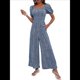 thumbnail image 3 of Mono de Verano 2025 para Mujer, Estilo Floral, Informal, Holgado, con Pierna y Corta. Azul XL, 3 of 9