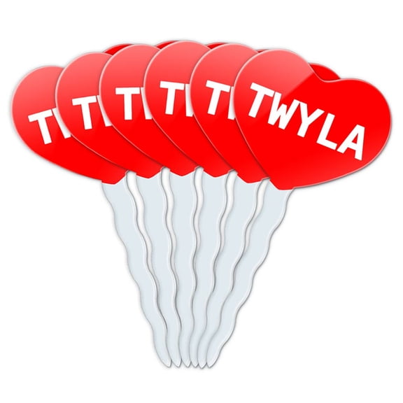 Twyla Heart Love Cupcake Picks Toppers - Set of 6