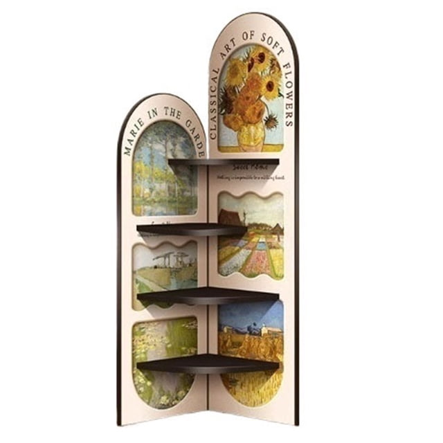 Armoire d'Angle Rétro Française, Sofa de Salon, Armoire Triangulaire Autoportante, Bibliothèque