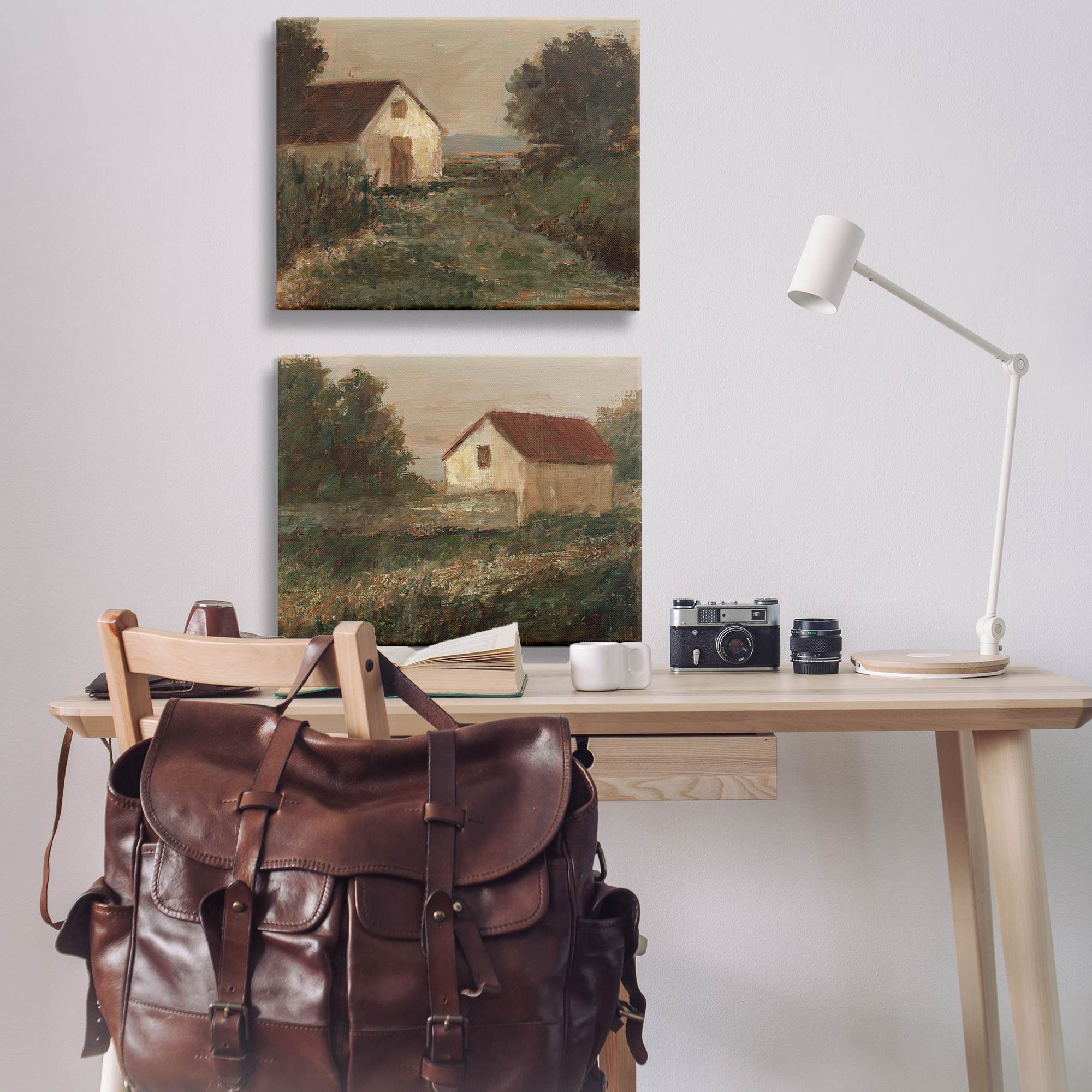 Stupell Industries Traditional Country Farmland Landscape & Nature Painting Wrapped Canvas Art Print Wall Art, 30 x 24, Set of 2