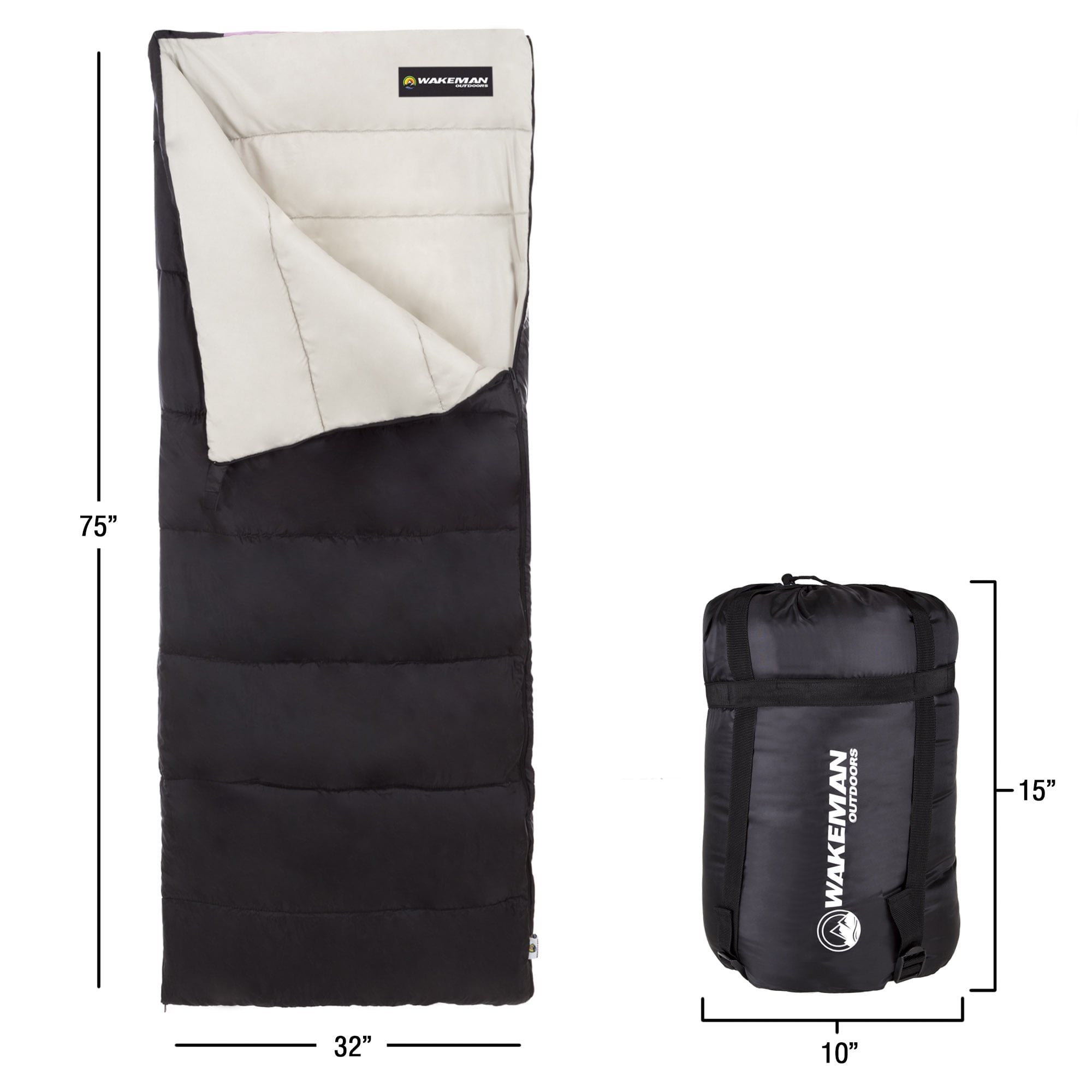 Wakeman Lightweight Camping Sleeping Bag for Children and Adults, Pink