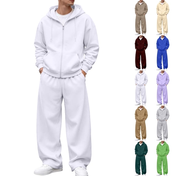 Hearthz Mens Track Suits 2 Piece Set Zip Up Athletic Jacket and Sweatpants Fall Winter Athletic Jogging Tracksuits Set Royal Blue XXL