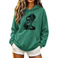 thumbnail image 2 of Molidfa Womens Line Art Skull Hoodie Cool Graphic Oversized Halloween Sweatshirt, 2 of 5