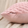 thumbnail image 3 of Unique Bargains 4 Pcs Pack of 4 Soft Fuzzy Plush Cushion Cover Pink/White 16" x 16", 3 of 7