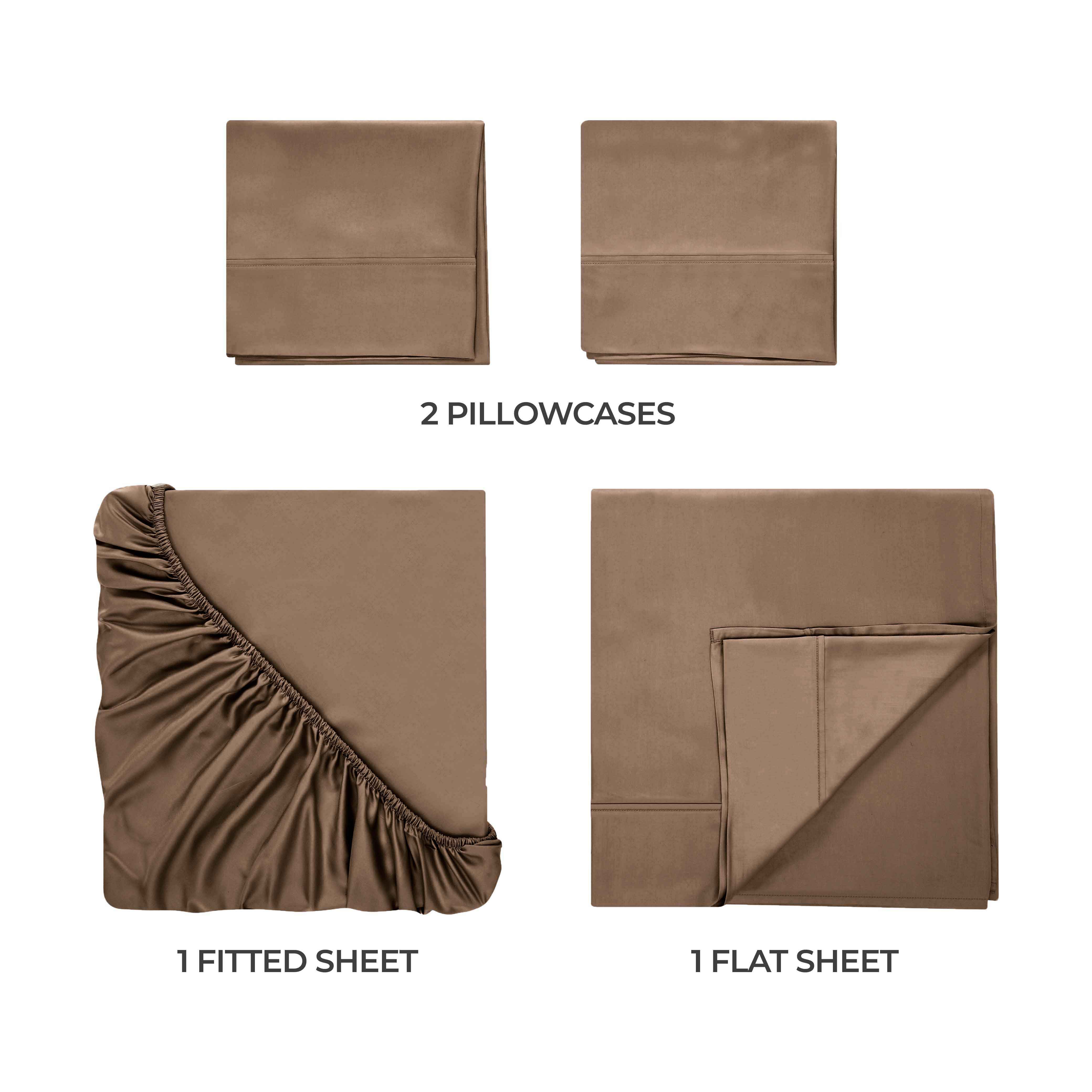 Superior Egyptian Cotton 300 Thread Count Deep Pocket Sheet Set, King, Taupe