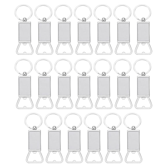 Uxcell 20Pack Sublimation Metal Bottle Opener Keychain, Blank Transfer Sublimation Key Rings (3.1x9.4cm)