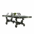 thumbnail image 3 of HomeRoots 348653 46 x 136 x 32 in. Antique Platinum Wood Poly Resin Dining Table, 3 of 3