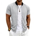 thumbnail image 2 of Full Zip T Shirts for Men Short Sleeve Summer Lightweight Cardigans with Pockets Casual Athletic Workout Shirts, M, 2 of 7