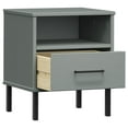 thumbnail image 3 of vidaXL Bedside Cabinet with Metal Legs Grey Solid Wood Pine OSLO, 3 of 5