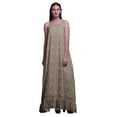 thumbnail image 1 of Bimba Robe de Nuit pour Femmes à Bretelles Spaghetti, Brun Pâle, à Motif Floral et Feuilles, Nuisette pour Dames, Tenue de Nuit, Robe de Sommeil d'Allaitement, XX-Grand, 1 of 5