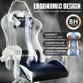 thumbnail image 5 of Bigzzia Gaming Chair Office Chair, Ergonomic Game Chair with Height Adjustable Headrest and Lumbar Support for Adults Teens, Black & White, 5 of 9