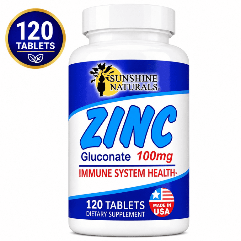 Sunshine Naturals Zinc Gluconate 100mg, 120 Tablets photo 1