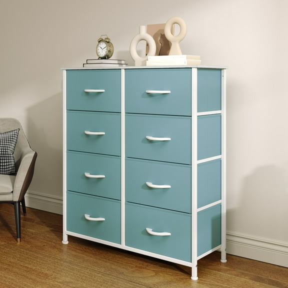 Uforic 8 Drawers Fabric Tall Storage Dresser for Closet, Bedroom, Living Room(Green)