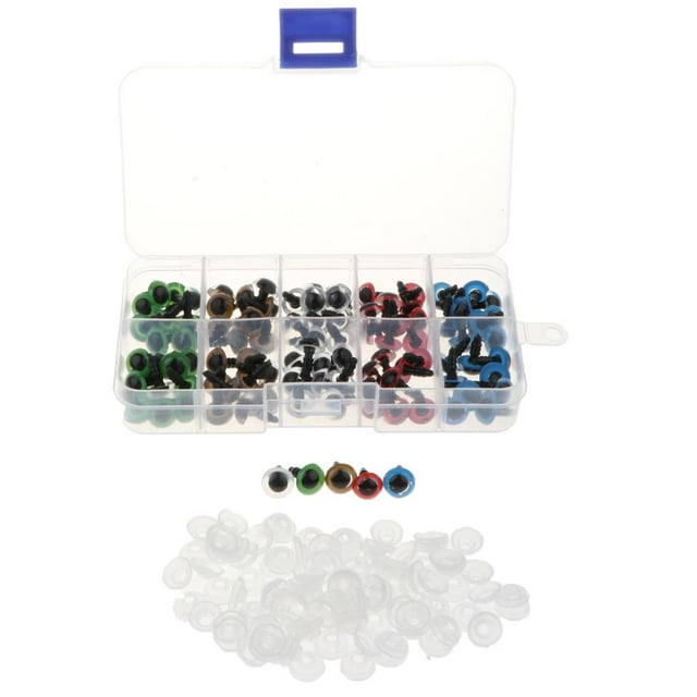 100 Piezas de Ojos de Seguridad de Plástico para Manualidades con 100 Arandelas Y Caja de Almacenamiento para , 8 Mm/10 Mm/12 Mm 8mm