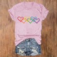 thumbnail image 2 of DondPO Women's T-Shirts Women's Rainbow Color Heart Casual Summer Short Sleeve Crew Neck Tee Shirts for Women Womens tops Pink M, 2 of 4