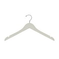 thumbnail image 2 of NAHANCO #8117WCHNOTCH 17" Low Gloss White Wooden Top Hangers with Chrome Hook (Pack of 100), 2 of 3