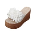 thumbnail image 3 of Women's Wedge Slide Sandals Summer Casual Thick Sole Platform Mules with 3D Floral Accent Solid Color Slip On Heeled Sandals for Beach Daily Walking Outdoor Use, 3 of 10