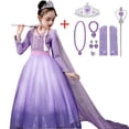thumbnail image 1 of Disfraz de Frozen de Disney, vestido de princesa Elsa para niñas, malla de lentejuelas moradas, cumpleaños, fiesta de Halloween, Cosplay para niños, reina de la nieve, ropa 4T (etiqueta 120) Gao Jinjia LED, 1 of 2