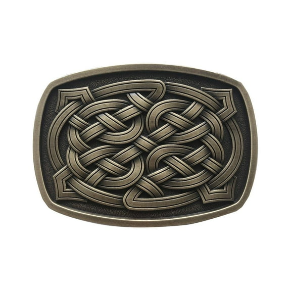 JEAN'S FRIEND Vintage Bronze Plated Cross Celtic Knot Rectangle Belt Buckle