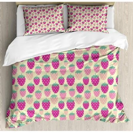 Strawberry King Size Duvet Cover Set Graphic Pattern Of Sweet