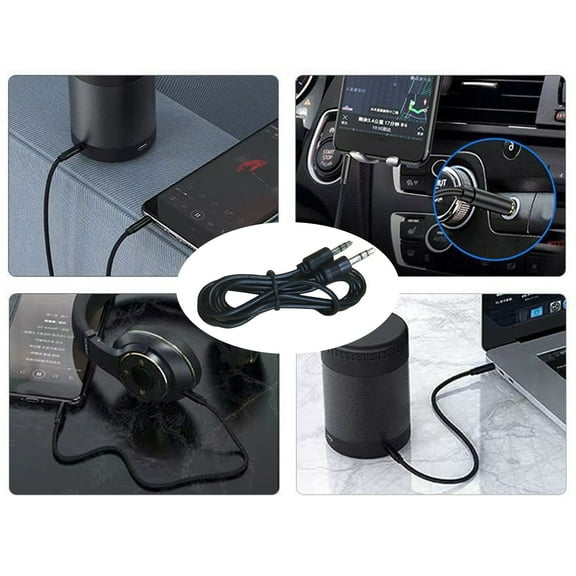 Awwp 3.5mm Audio Cable AUX Cord, Male to Male Stereo Cable, Braided, Gold Plated, Hi-Fi Sound, for Car, Home, Speaker, Smartphone, Tablet, Plug and Play, 1 Pcs Audio Cables, 59 Inch