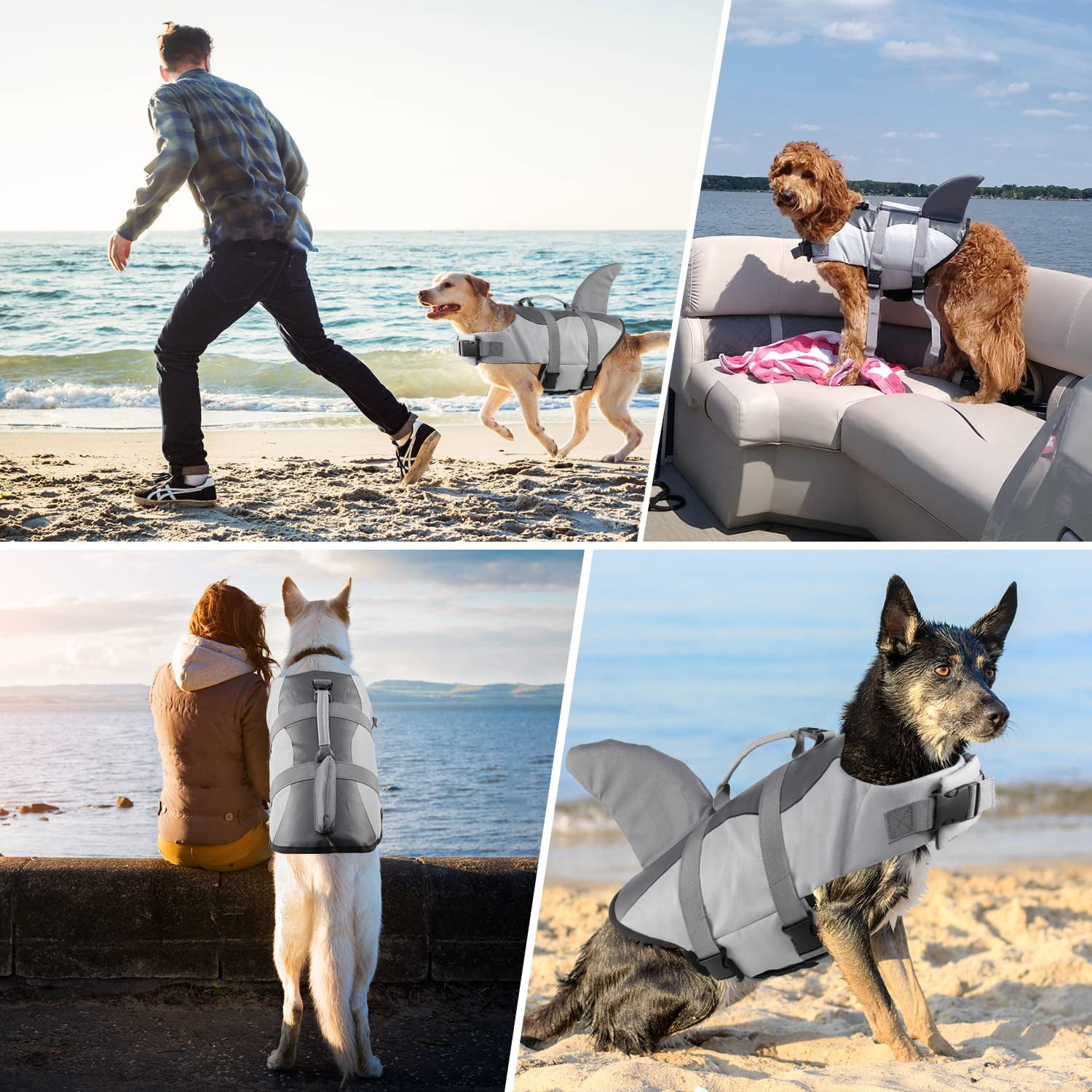 Dog Life Jacket Ripstop Pet Safety Floatation Life Vest with Rescue Handle for Small Medium Large Dogs Dog Lifesaver Preserver Swimsuit at Pool