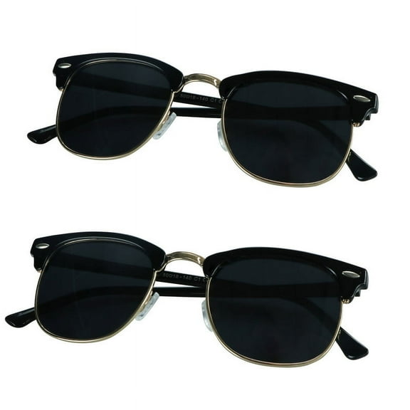 LifeArt Vintage Round Sunglasses for Men and Women Gradient Gray Lens UV400 Protection Outdoor Shades with Black gold Black gold 1.50 Magnification Frame 2 Pack