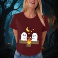 thumbnail image 4 of TOWED22 Halloween T Shirt Women Crew Neck Short Sleeve Cute Bow Ghost Graphic T Shirts - Spooky Print Loose Top Funny Fashion Clothes(Wine,XXL), 4 of 8