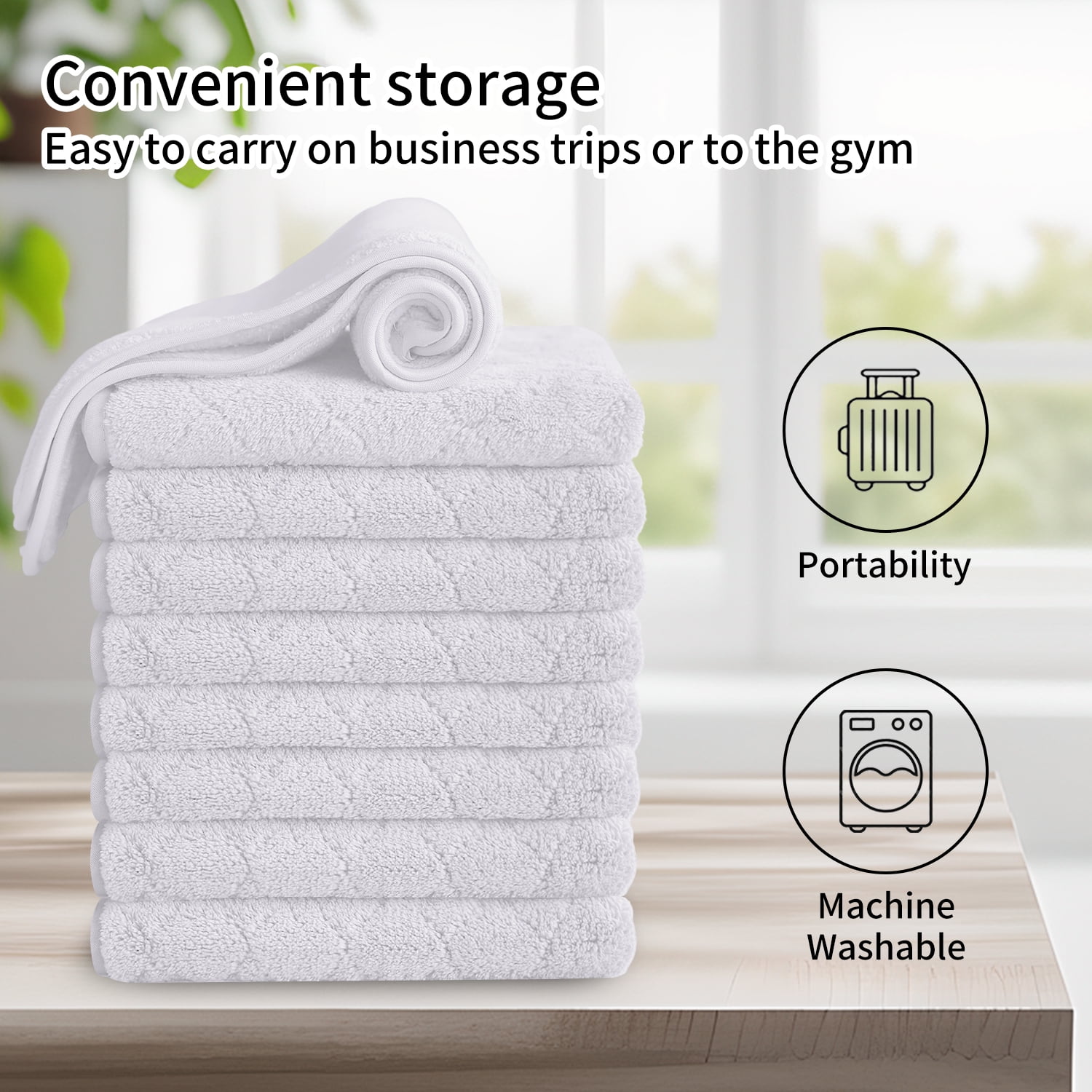 Jessy Home 24 Pack White Washcloths for Bathroom 13x13 Inch Ultra Soft Hand Face Towels