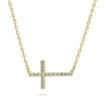 thumbnail image 2 of BERRICLE Sterling Silver Sideways Cross Cubic Zirconia CZ Fashion Pendant Necklace for Women 16 inch, Yellow Gold Flashed, 2 of 6