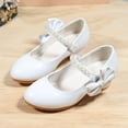 thumbnail image 5 of Zecgelong Children Shoes Children Leather Shoes White Bow Knot Spring Autumn Gir High Heel Princess Shoes Pearl Single Shoes Sparkly girls shoes for toddlers age 2-5 Size 5.5-6 Years, 5 of 5