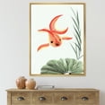 thumbnail image 2 of Designart 'Ancient Goldfish and The Lotus Leaf' Nautical & Coastal Framed Canvas Wall Art Print, 2 of 5