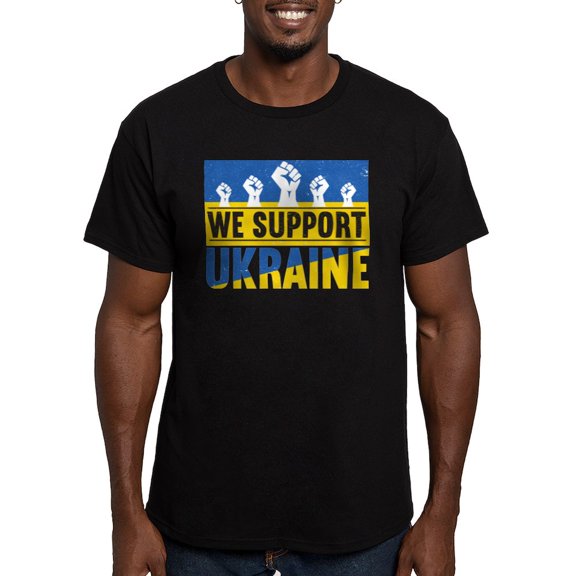CafePress - We Support Ukraine T Shirt - Men's Fitted T-Shirt