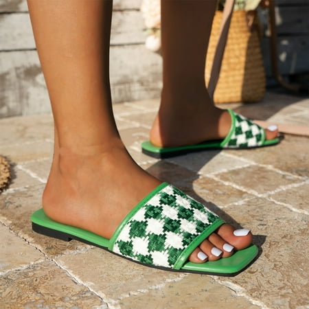 

AOOCHASLIY Independence Day Shoes Women s Flip-flops Large Size Sandals Set Toe Flat Casual Beach Shoes