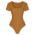 thumbnail image 4 of Gibobby Bodysuit Shapewear Mujer Body de manga corta con cuello Rojoondo para mujer, mono Sexy, mono, pijama, mono básico de Color sólido (Café, XL), 4 of 5