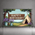 thumbnail image 6 of Modern Stylish Birthday Banner with Moonlit Tree Scene Background Party Decoration Photography Props Birthday Party Backdrop Decorations, 6 of 7