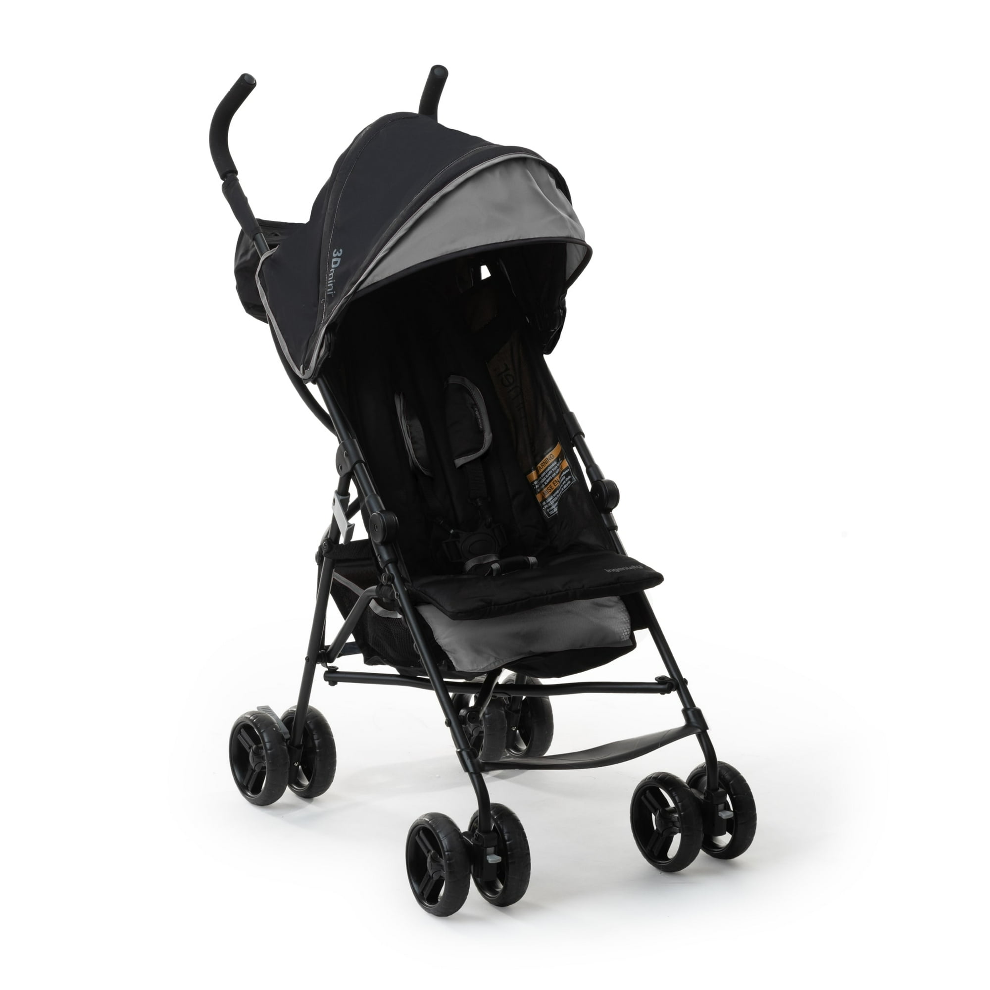 Ingenuity 3D Mini Convenience Stroller - Lightweight Stroller with Compact Fold, Multi- Position Recline, Canopy with Pop Out Sun Visor - Umbrella Stroller for Travel and More, Grey