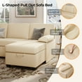 thumbnail image 2 of COPIAE 80” L Shaped Sofa Sleeper, 2 in 1 Pull Out Sofa Bed with Upholstered Cushion, Faux Leather Couch with Storage& Removable Armrest, Modern Comfort Sectional Couch Bed for Living Room Bedroom, 2 of 9