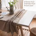 thumbnail image 4 of Rectangle Waterproof Tablecloth, 55x102" Embroidery Burlap Linen with Tassel, Stain and Water Resistant Table Cover for Kitchen Dining Room(Coffee Lines), 4 of 4