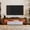 Walnut + White, variant on IdealHouse LED TV Stand for 55 to 75 Inch TV, White Entertainment Center with Storage Drawer & Glass Shelves
